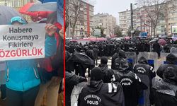 Tutuklu gazeteciler için İstanbul'da polis ablukası altında eylem!