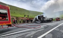 İki TIR kafa kafaya çarpıştı: Sürücüler yanarak öldü
