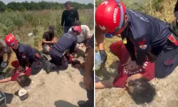 Sulama kanalına uçan otomobilde duran kalpler yeniden çalıştırıldı