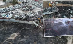 İzmir'de yediemin otoparkında korkutan yangın! Araçlar küle döndü