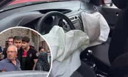 Düğün konvoyunda kaza: Otomobil binanın girişine çarptı