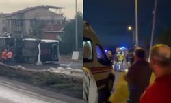 İstanbul'da havalimanı personelini taşıyan servis otobüsü devrildi