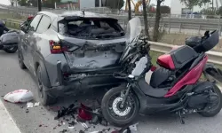 Tuzla TEM’de feci kaza! Motosikletli polis otomobile böyle çarptı!