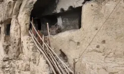 Tunceli’de 25 odalı tarihi kaya yapısına tırmanan yaban keçileri görüntülendi