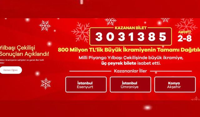 Milli Piyango yılbaşı çekilişinde büyük ikramiyeyi kazanan iller belli oldu