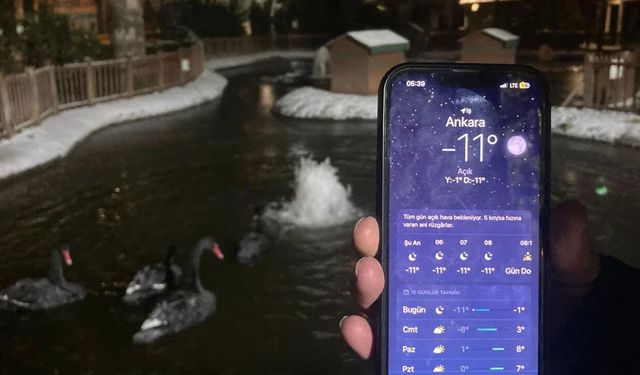 Ankara’da dikkat çeken görüntü! Sıcaklık eksi 11 dereceye düştü