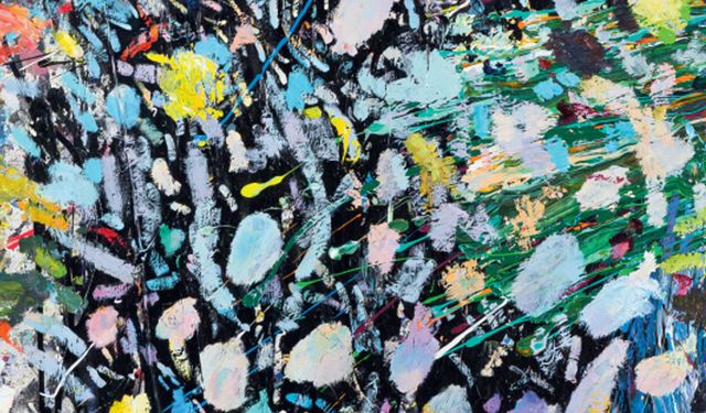 Selahattin Kara'nın soyut dönemi 'Saklı Zamanlar' sergisinde...