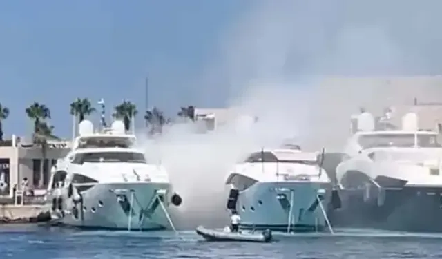 Marinada patlama paniği: Lastik bot alev aldı