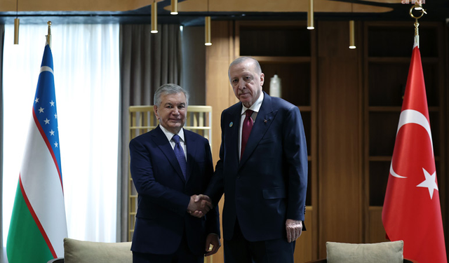Erdoğan, Özbekistan Cumhurbaşkanı Mirziyoyev ile görüştü!