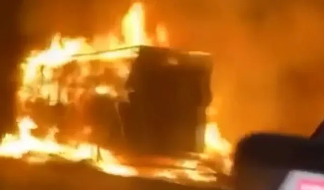 Kuzey Marmara Otoyolu’nda saman yüklü TIR alevlere teslim oldu!