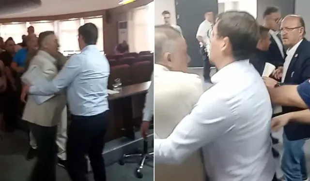 Edirne Belediyesi Meclisi'nde AKP ile YENİ Parti arasında arbede